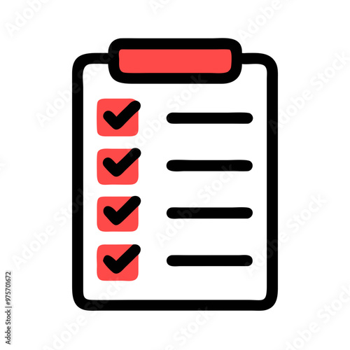 To-do list vector icon illustration in red and black for productivity concept

