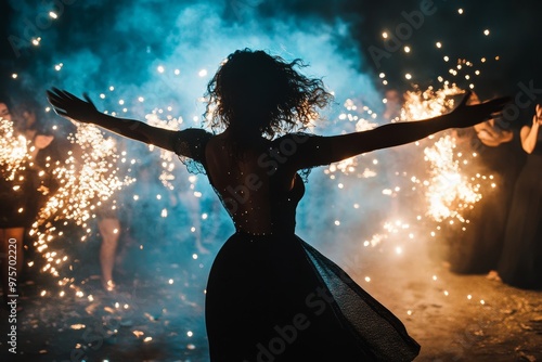 Celebratory dance performance welcoming the new year with joyful energy and vibrant spirit photo