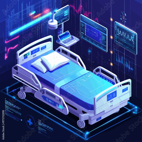 Smart Hospital Room Isometric Illustration