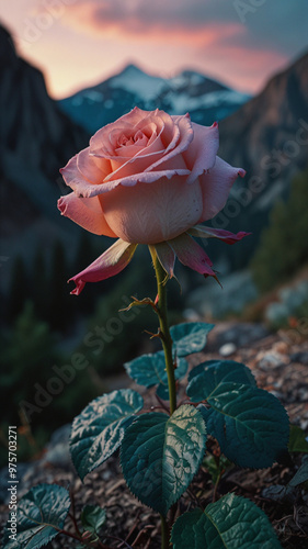 Wallpaper Mural Luminous rose in mountains during the day on vertical background 20. Torontodigital.ca