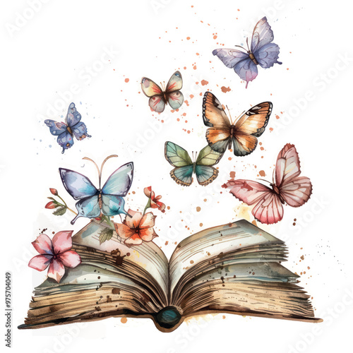 Whimsical book with colorful butterflies