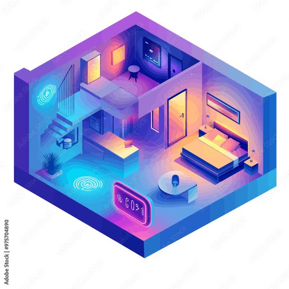 Smart Home Thermostat Control Technology Vector Illustration Smart Home Thermostat Control Technology Vector Illustration