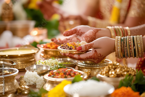 Pitru Paksha food offerings, symbolizing reverence to ancestors. photo