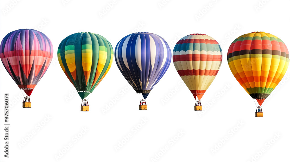 Naklejka premium Colorful hot air balloons ascending against a clear sky during a bright afternoon