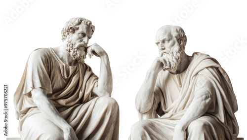 marble statue philosophers isolated on transparent background	
