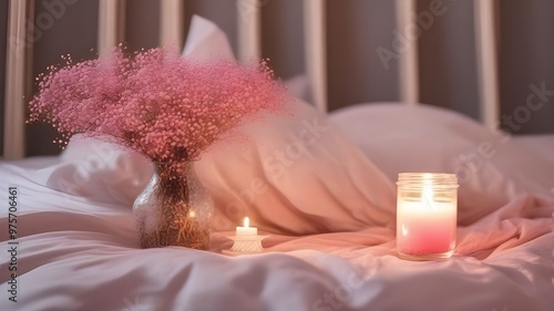 gypsophila on the bed