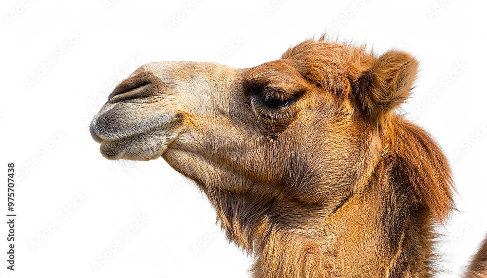 Obraz premium Camel head close up on a white background