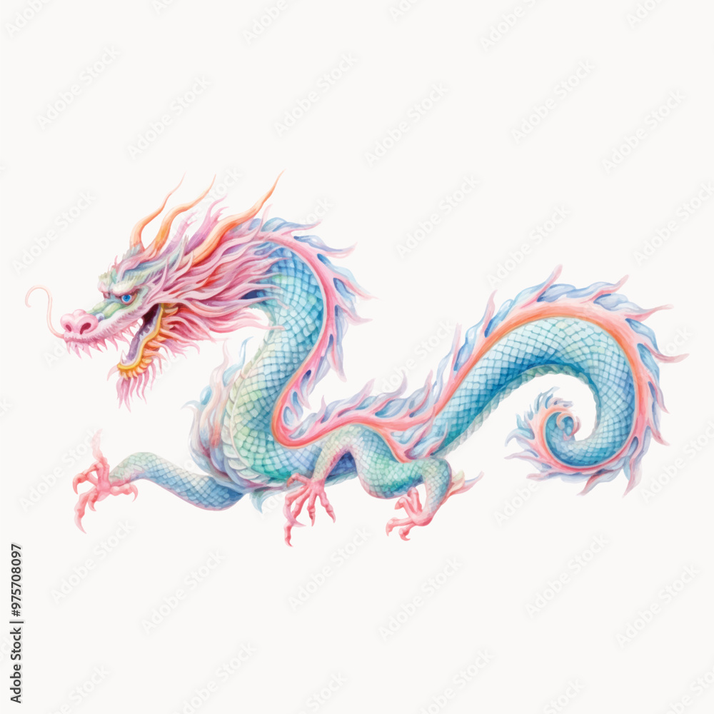 Obraz premium Colorful mythical dragon illustration