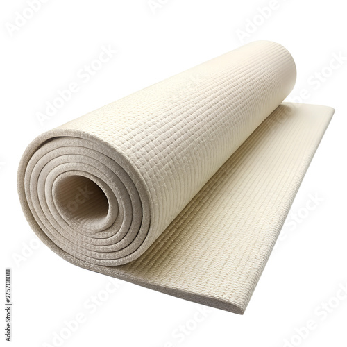 Clean White Yoga Mat Rolled Up - Isolated on White