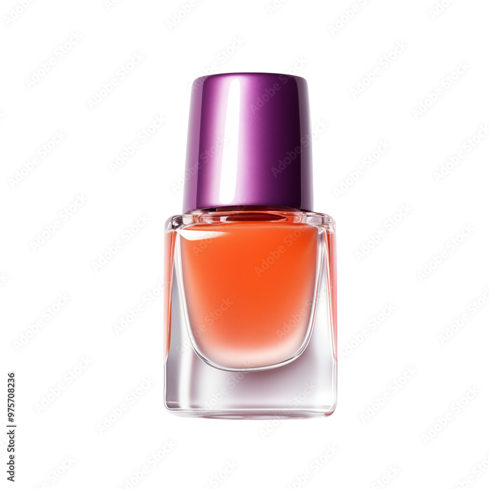 Orange Nail Polish Bottle with Purple Cap On A Transparent Background Orange Nail Polish Bottle with Purple Cap On A Transparent Background