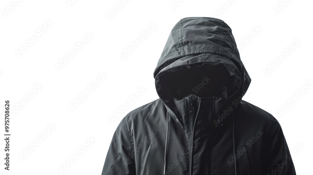 Winter man's jacket with hood mockup on transparent background Winter man's jacket with hood mockup on transparent background