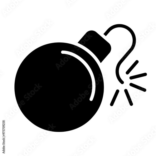 Bomb with lit fuse vector icon