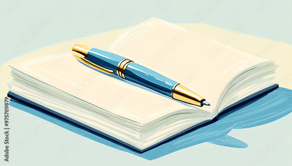 illustration, book and pen, aesthetic and classy illustration, book and pen, aesthetic and classy