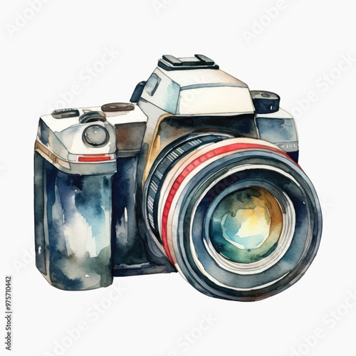 Vintage watercolor camera illustration