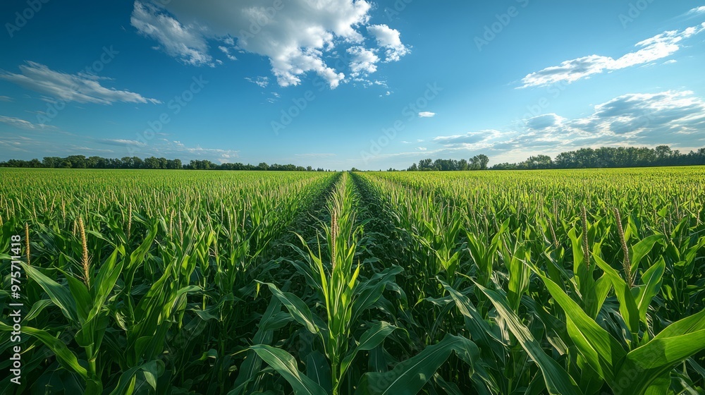 Green Cornfield Under a Blue Sky Green Cornfield Under a Blue Sky
