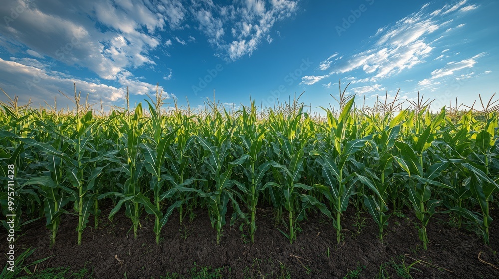 Green Cornfield Under Blue Sky Green Cornfield Under Blue Sky
