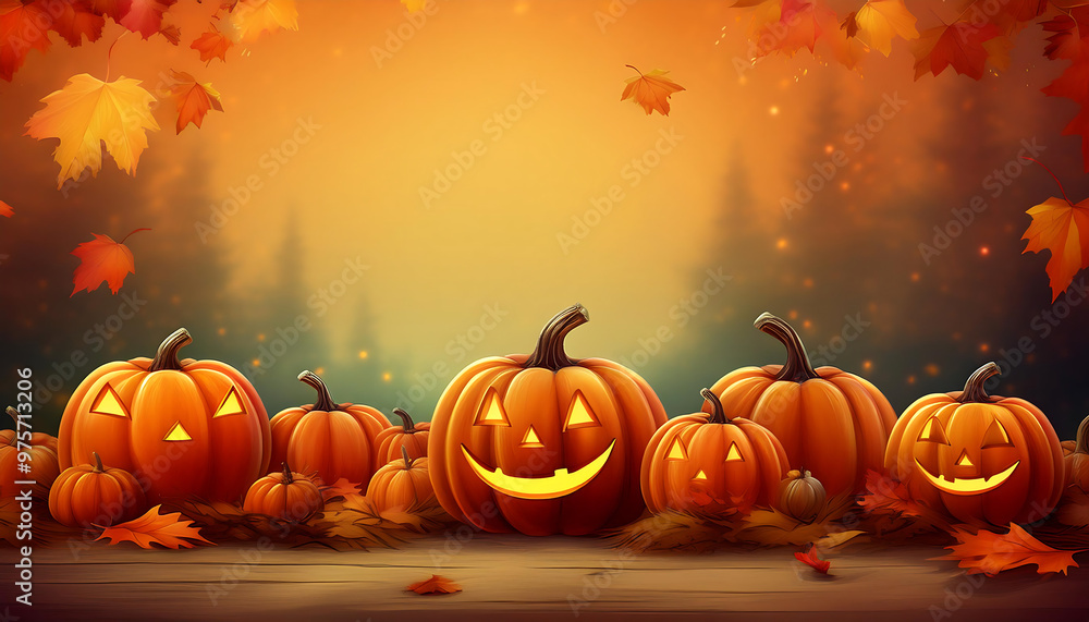 Halloween pumpkins, placed against a bright autumnal background, perfect for a seasonal cel_1(562) Halloween pumpkins, placed against a bright autumnal background, perfect for a seasonal cel_1(562)