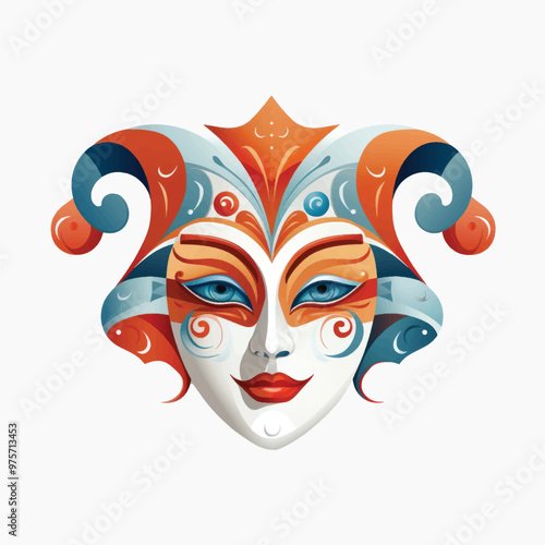 Colorful Venetian carnival mask illustration