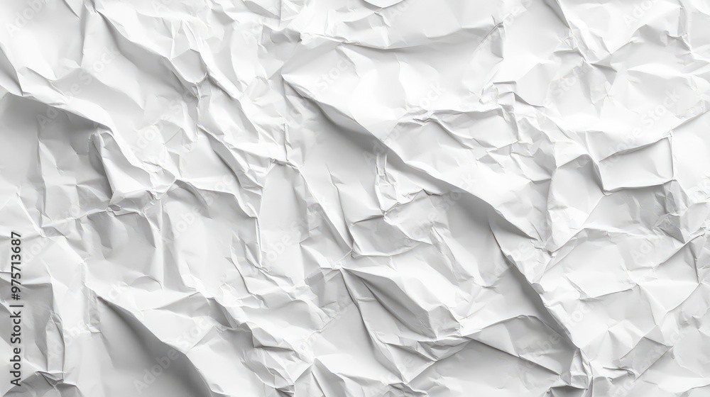 Obraz premium A close-up of white crumpled paper texture, offering a wrinkled and textured background for various design elements.
