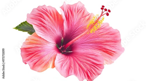 Pink Hibiscus Flower on White Background