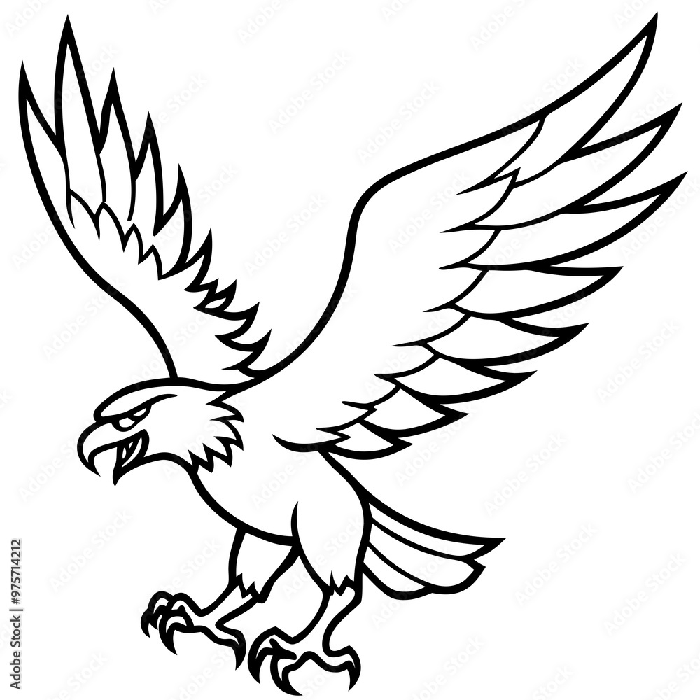 Eagle in flight with detailed wings and fierce, piercing gaze vector Eagle in flight with detailed wings and fierce, piercing gaze vector
