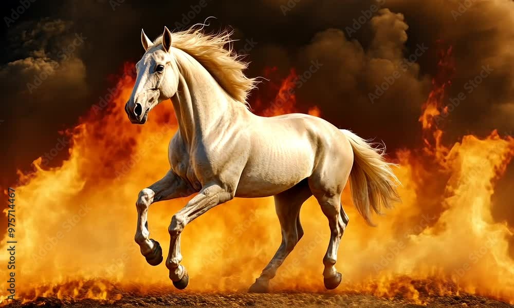 horse running in fire on background horse running in fire on background