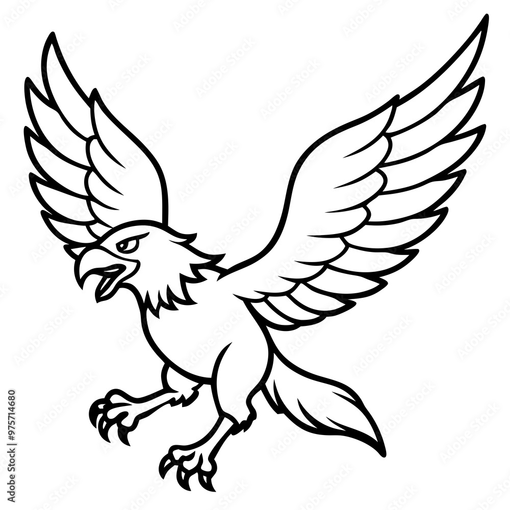 Eagle in flight with detailed wings and fierce, piercing gaze vector Eagle in flight with detailed wings and fierce, piercing gaze vector