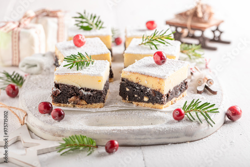 Wallpaper Mural Sweet Poppy seed cheesecake for Christmas with poppy and cheese. Torontodigital.ca