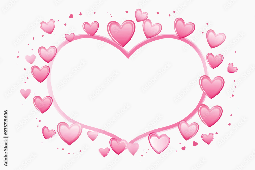 Pink heart frame with hearts Pink heart frame with hearts