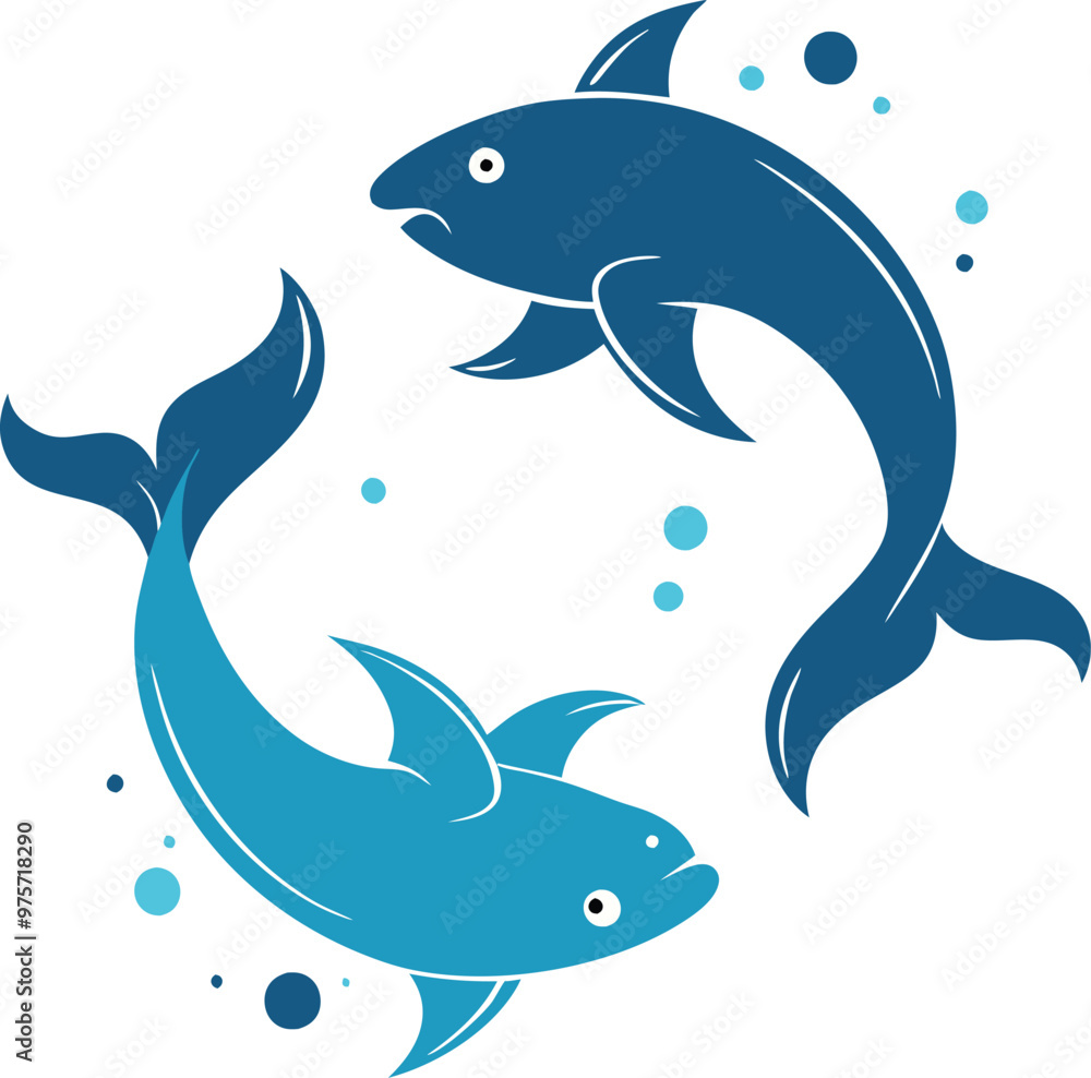 Fototapeta premium Two-Silhouette-Fish-Vector-Design