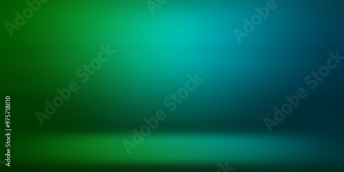 studio room background in gradient green, blue, black neon light use as background. empty backdrop for design or product display. space for selling products. abstract wallpaper wall and floor.