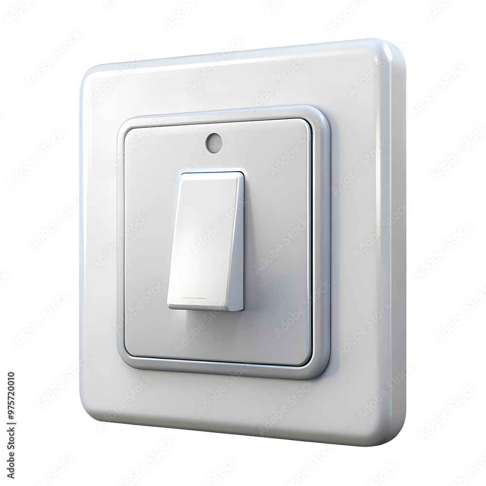 Modern 3D Light Switch Icon with Realistic Toggle Modern 3D Light Switch Icon with Realistic Toggle