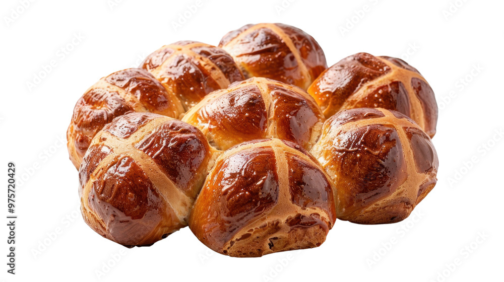 Baked hot cross buns on transparent background Baked hot cross buns on transparent background