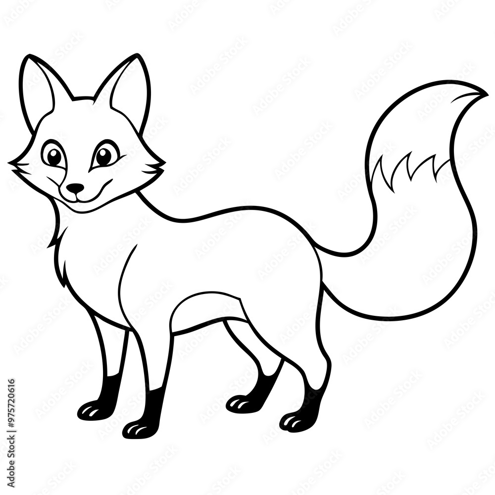 Obraz premium Fox in a playful pose with bushy tail and sharp pointed ears vector
