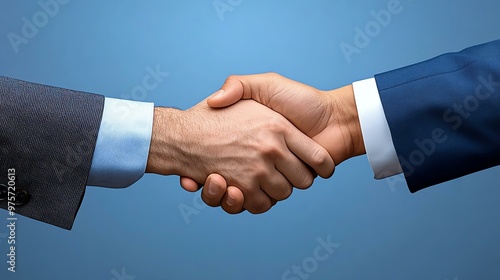 Business Merger Celebration, CEOs engaged in a firm handshake, showcasing partnership and collaboration in a corporate setting, smiles of agreement.