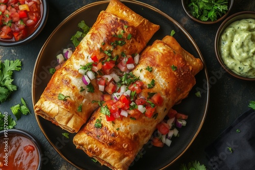 Cheesy Chicken Chimichangas with Fresh Pico de Gallo