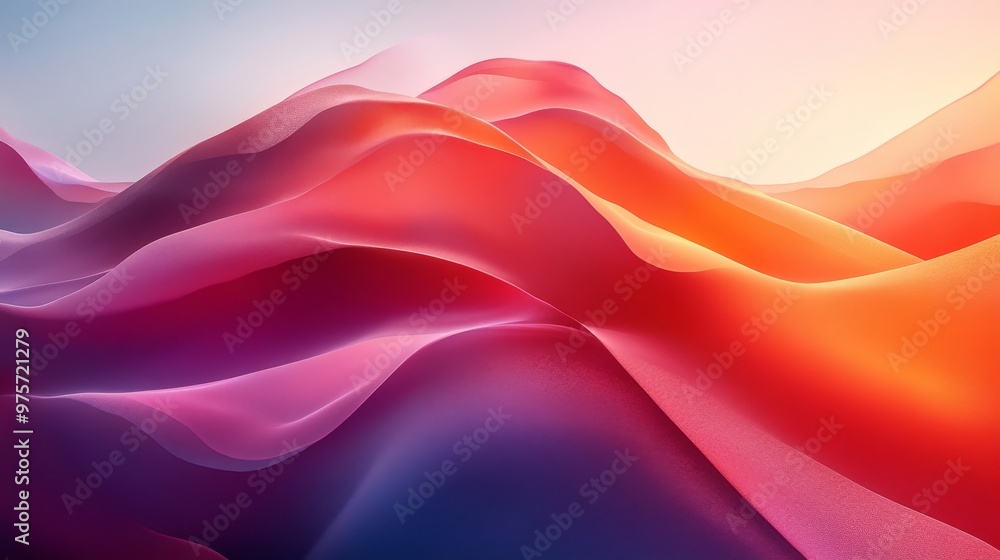This image displays a vibrant, abstract landscape featuring smooth, flowing waves of pink, purple, and orange hues against a soft gradient This image displays a vibrant, abstract landscape featuring smooth, flowing waves of pink, purple, and orange hues against a soft gradient