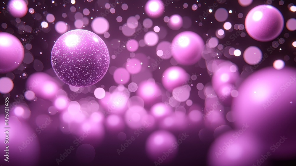 A captivating close-up of floating purple spheres against a blurred background of shimmering lights, creating an enchanting atmosphere. A captivating close-up of floating purple spheres against a blurred background of shimmering lights, creating an enchanting atmosphere.