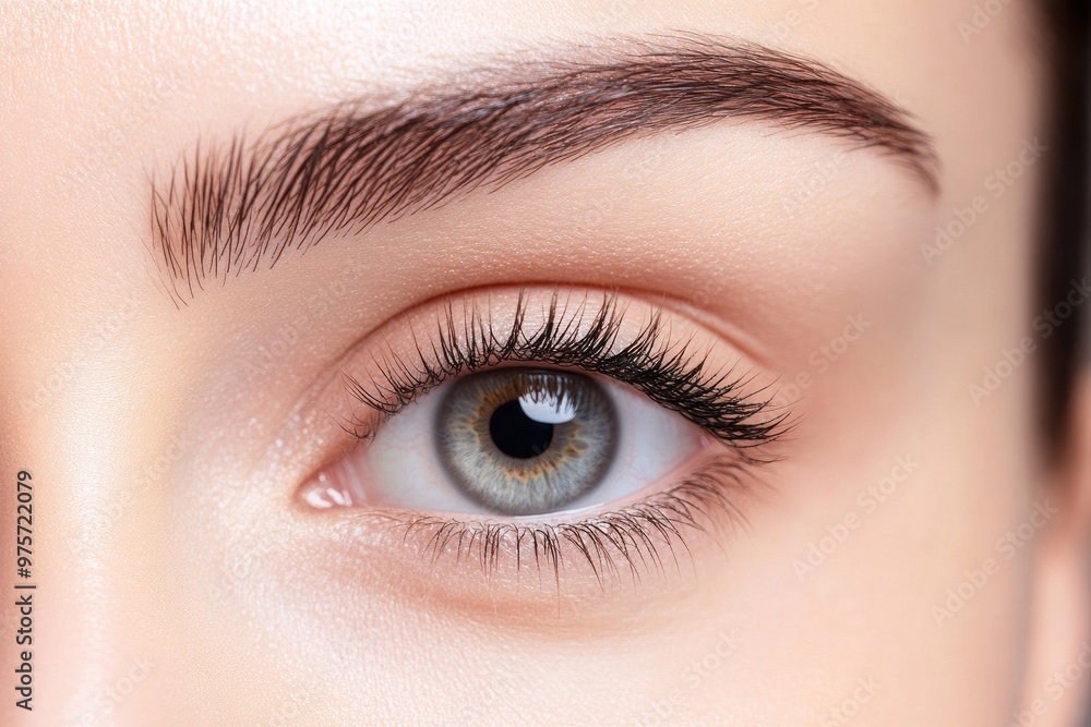 Woman with perfect eyebrows and professional makeup is posing Woman with perfect eyebrows and professional makeup is posing