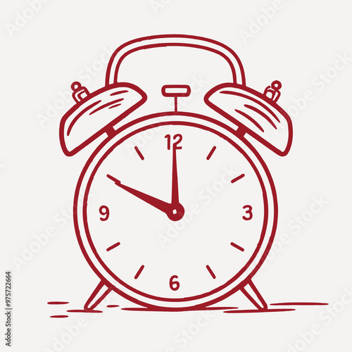 Vintage red alarm clock illustration