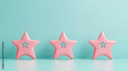 Digital product review, minimal star rating, 3D illustration