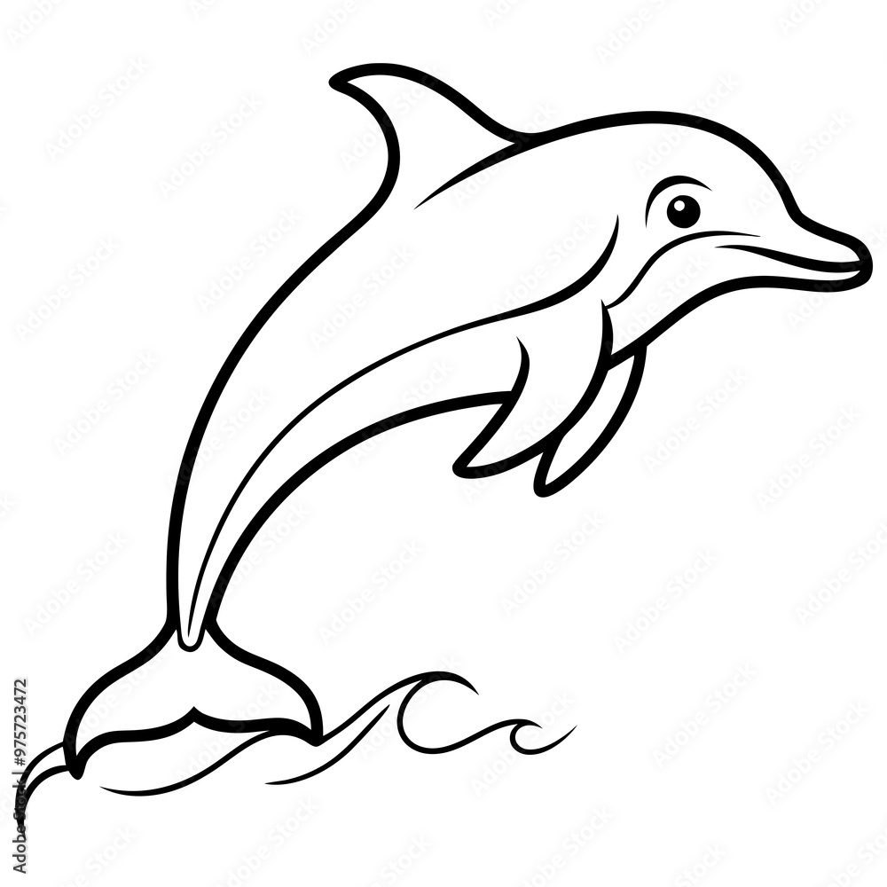 Dolphin leaping out of the water, with clean, smooth curves vector Dolphin leaping out of the water, with clean, smooth curves vector