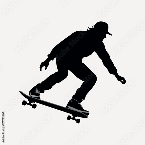 Silhouette skateboarder performing trick