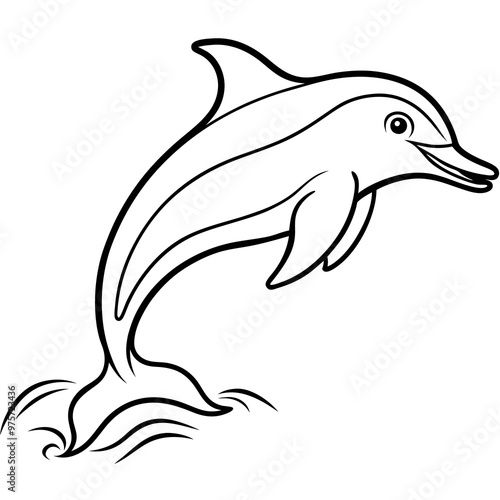 Dolphin leaping out of the water, with clean, smooth curves vector