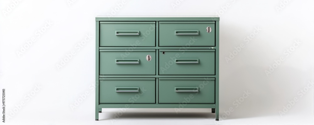 Stylish green cabinet with six drawers, perfect for organizing essentials and enhancing interior decor in modern spaces. Stylish green cabinet with six drawers, perfect for organizing essentials and enhancing interior decor in modern spaces.