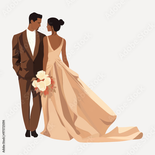 Elegant wedding couple illustration