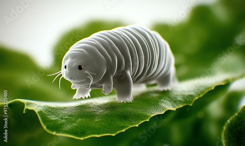 Microscopic Marvel, a tiny tardigrade, showcasing its resilient features and intricate details in a vibrant aquatic environment.