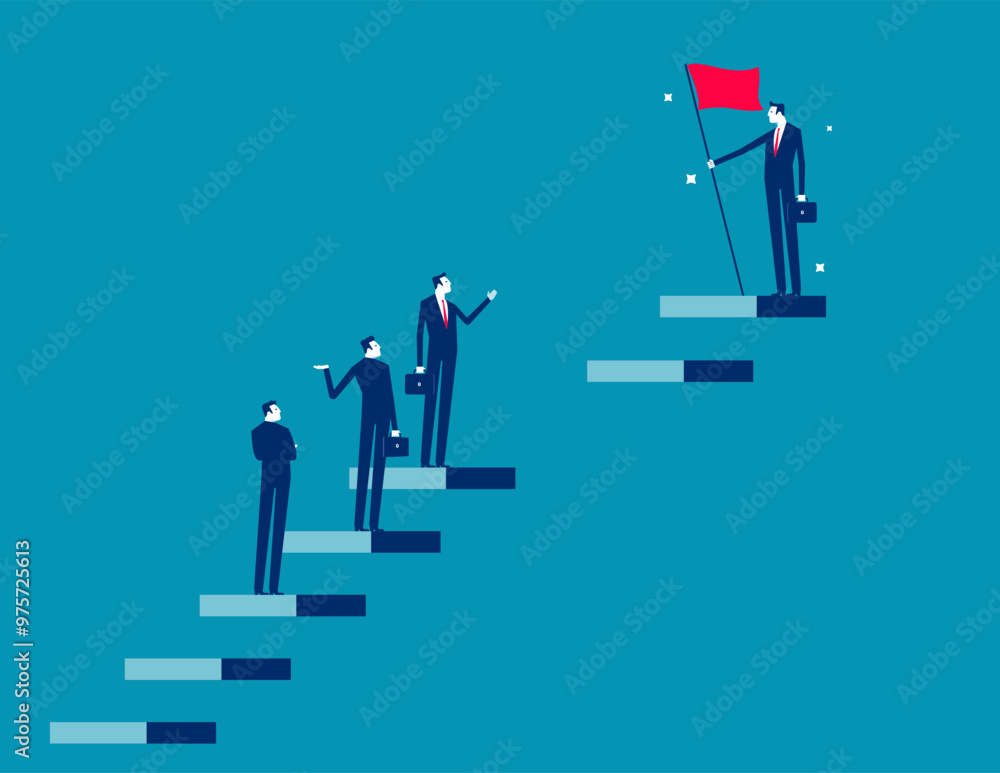 Skill gap, employee difficulty or difference knowledge, competence or career problem, talent obstacle or opportunity challenge concept, business people climb up stair to find sill gap to reach goal. Skill gap, employee difficulty or difference knowledge, competence or career problem, talent obstacle or opportunity challenge concept, business people climb up stair to find sill gap to reach goal.