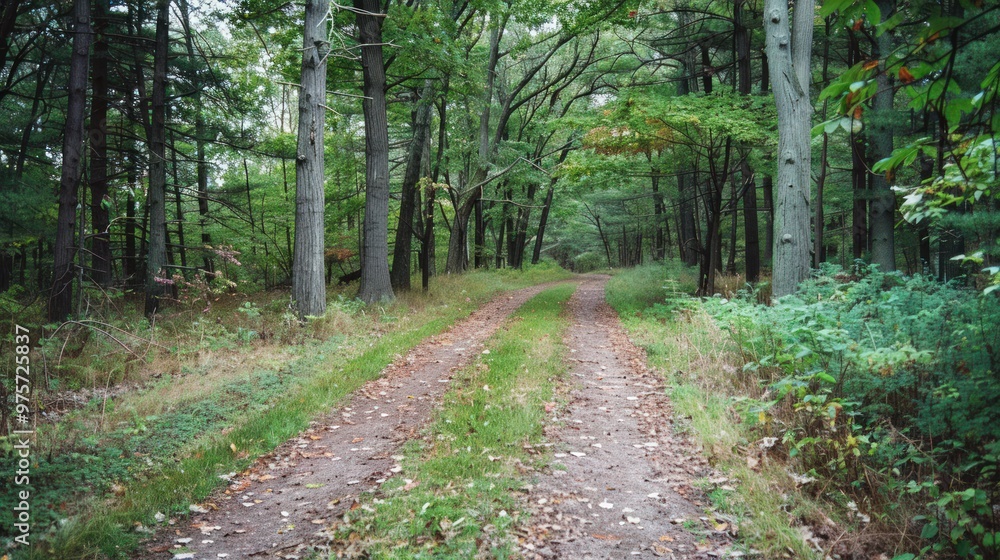 Fototapeta premium Forest Path Winding Through Lush Greenery