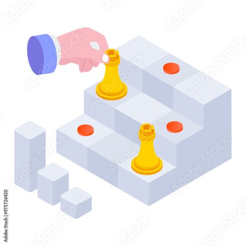 An isometric icon of strategic move 